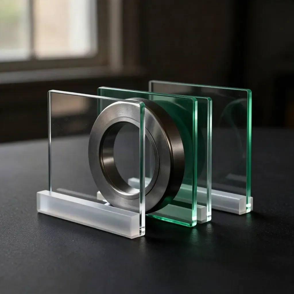 Mirrored CRO kit on matte black with green accent, split-ring target and slider block.